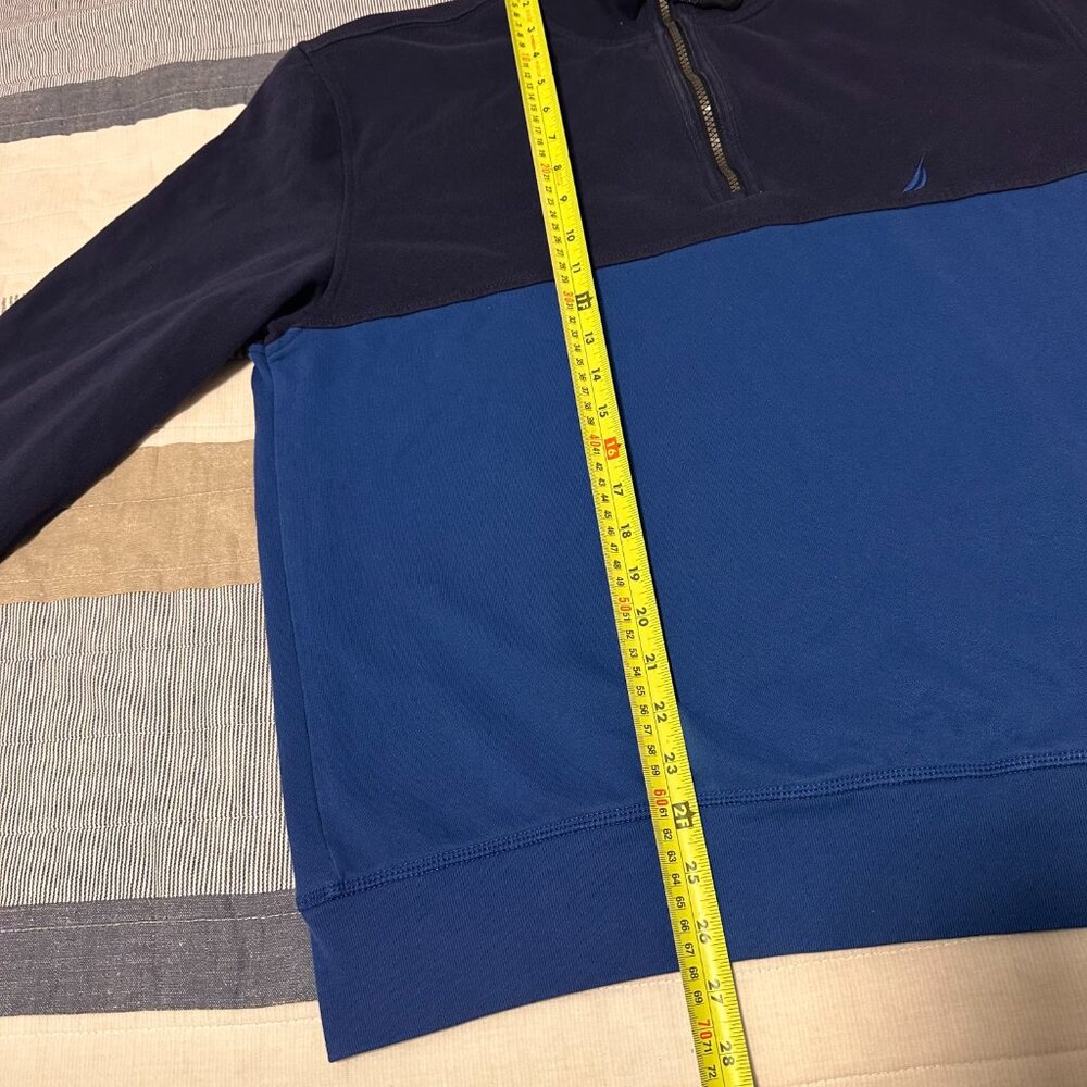 Nautica Turtleneck Sweater Mens Large Blue Two Tone Long Sleeve Polyester Fleece - Picture 4 of 8